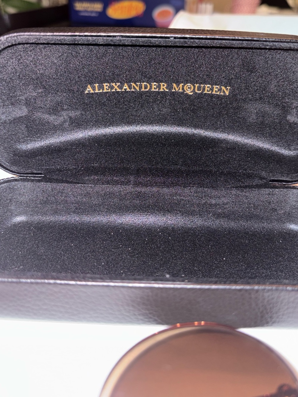 Alexander McQueen Round Brown Gradient Sunglasses with Gold Accents - Picture 6 of 6